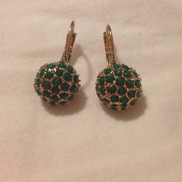 Green and gold earrings