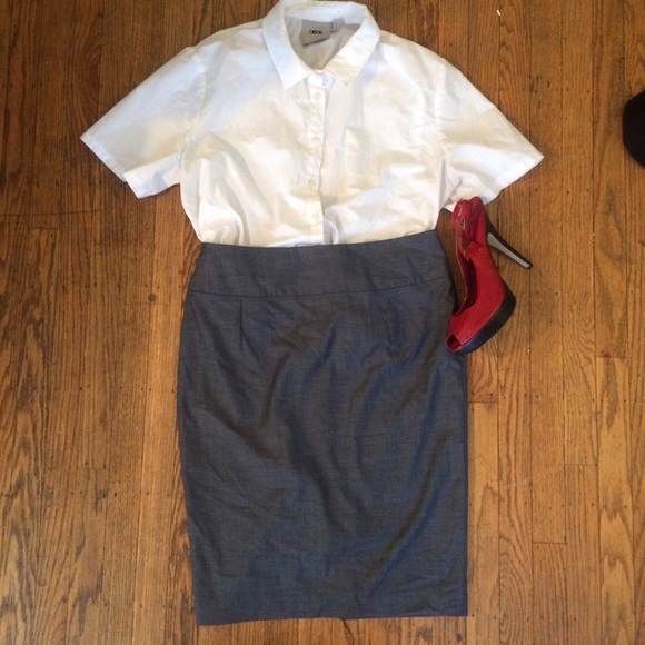 Gray Stretch Pencil Skirt