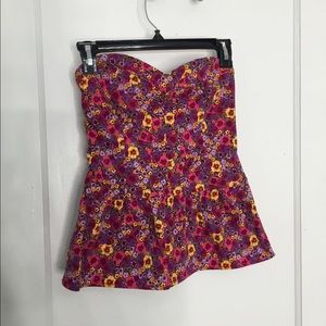 Strapless Floral Top
