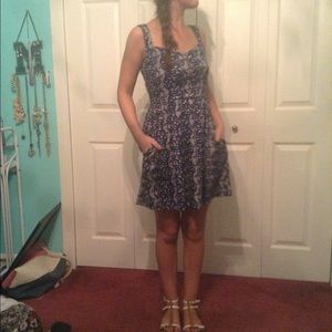 Flowered dark blue dress