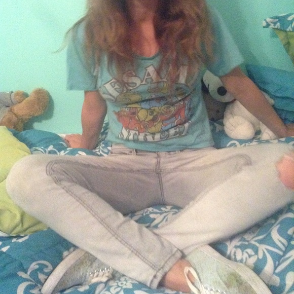 Light blue sesame street belly shirt