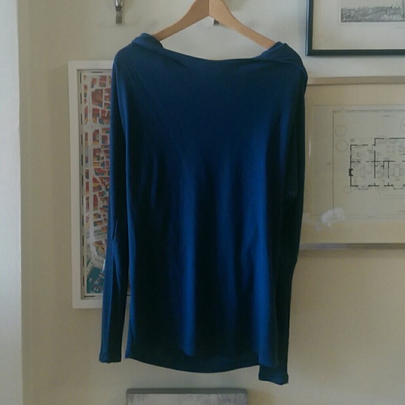 Helmet Lang Navy Top with Hoodie - Picture 1 of 4