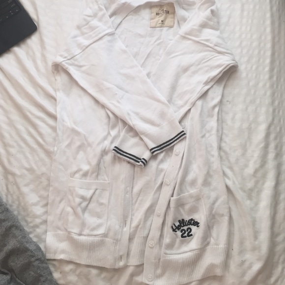 White Hollister varsity cardigan