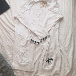 White Hollister varsity cardigan