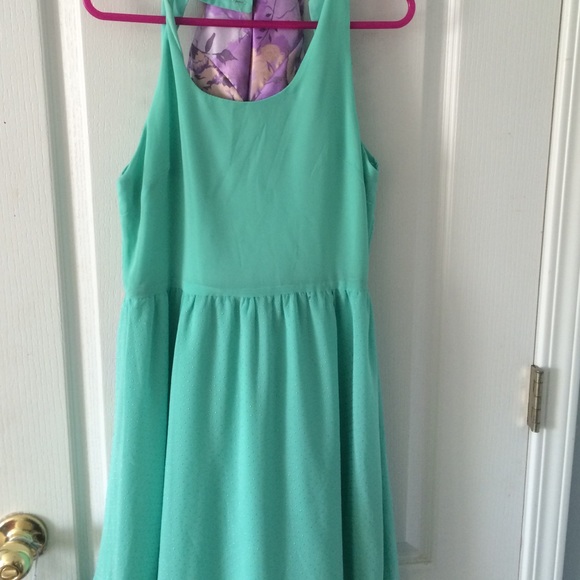 Cute Mint Blue/Gold Detailing Dress - Picture 4 of 4
