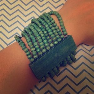 Large wooden cuff bracelet (with elastic)