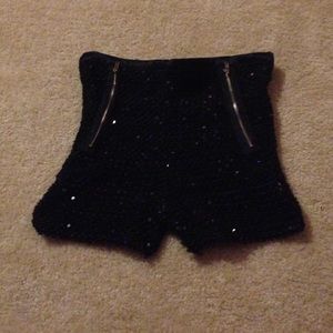 Black sequin shorts