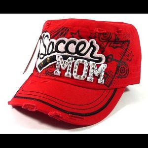 ⚽️Bling Red Soccer Mom Hat⚽️