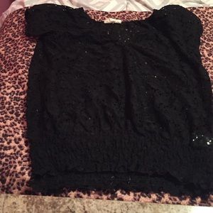Black see threw short sleeve top