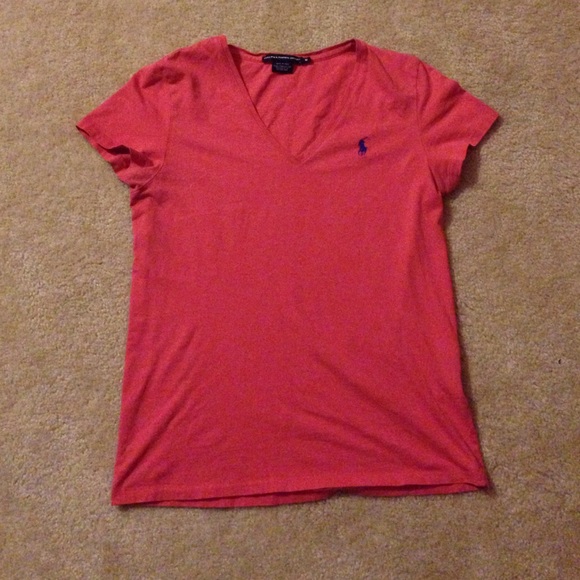 Polo dark coral v neck shirt