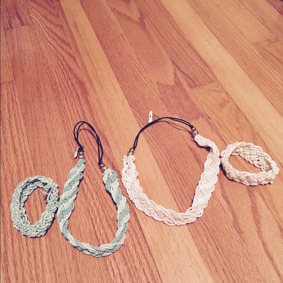 Beaded matching necklace and bracelet.