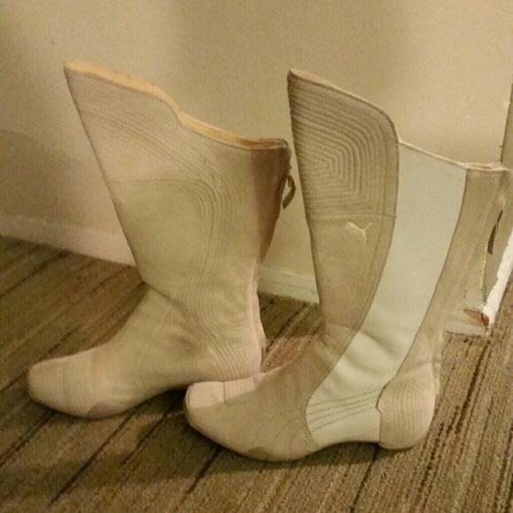Puma beige and white boots