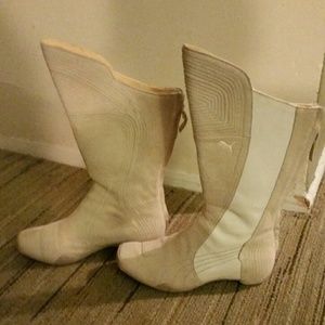 Puma beige and white boots