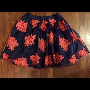 Anthropologie "Maeve" tulle skirt, navy & orange