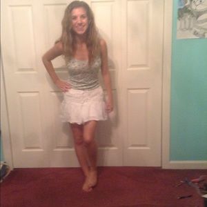 White mini skirt