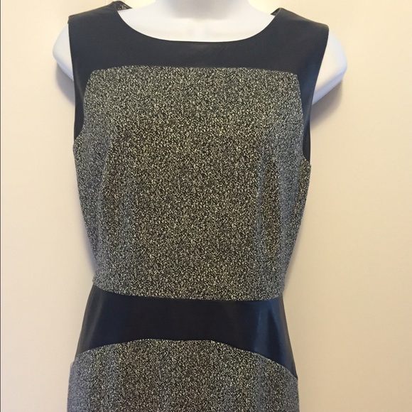 Calvin Klein Ponte Dress w/ Faux Leather NWOT - Picture 4 of 5