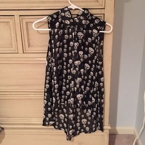 sheer see-through high-low skull shirt