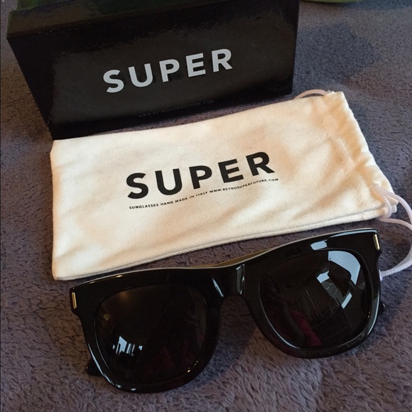 Auth SUPER black gold Havana sunglasse