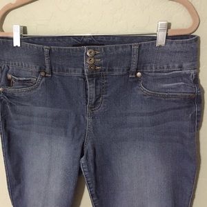 Women's plus size high waisted skinny jeans.