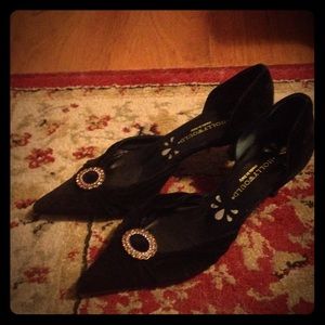 Made in Italy Black velvet 2" heel shoes