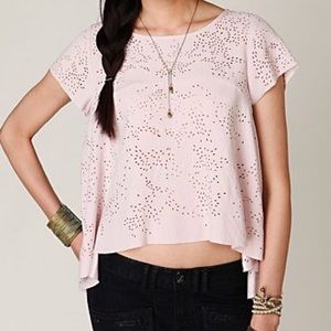 Free People Hi/low Laser Cut Top Pink Size XS