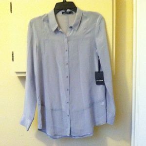 Trouve sheer grey blouse