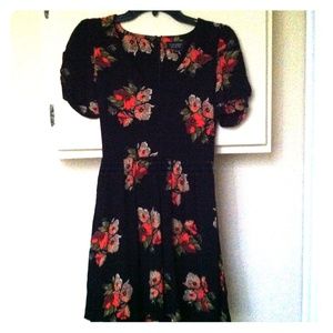 Topshop black floral print dress