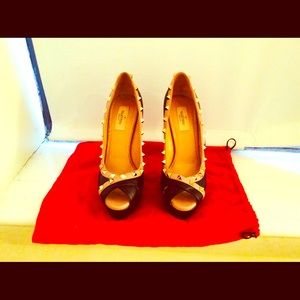 Valentino Rockstud Platform Peep-Toe Heels