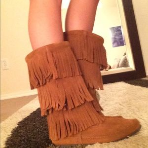 3-Layer Fringe Minnetonka Boots