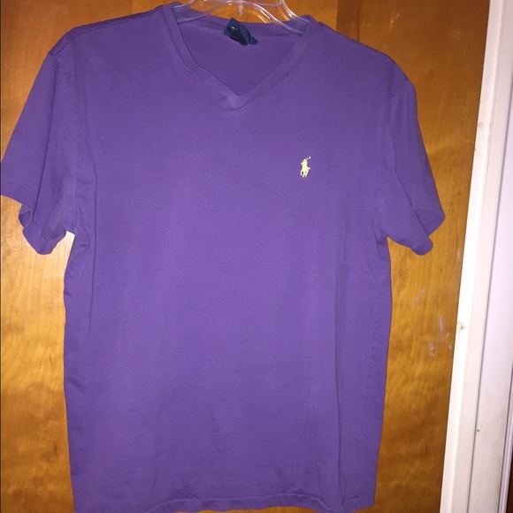 Men Ralph lauren vneck purple tshirt medium - Picture 1 of 1
