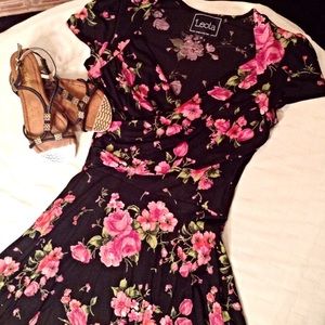 Leota Black and Pink Floral Dress