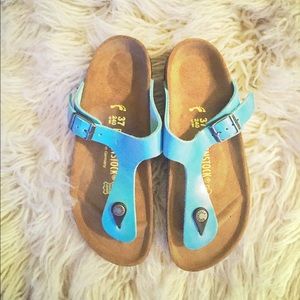 Mint Leather Birkenstock Gizeh (Never Worn, Sz 37)