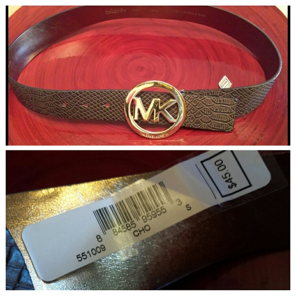 *SOLD*Michael Kors Chocolate (Brown)-Gold MK Belt - Picture 3 of 4