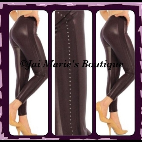 Women's Purple Faux Leather Leggings