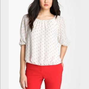 vince camuto polka dot blouse sz s