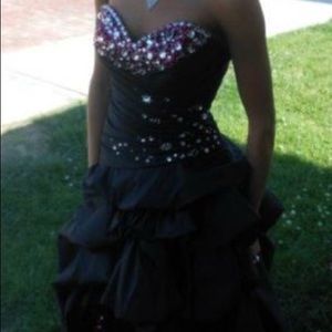 Black Prom Dress w/hot pink sequin & rhinestones