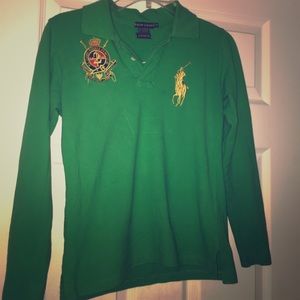 Authentic green long sleeve polo (medium)