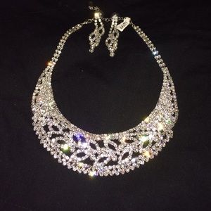 Clear stone necklace and dangle earring set