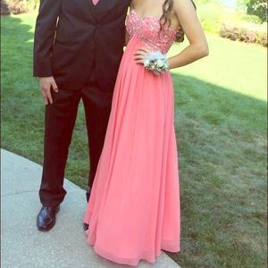 Camille La Vie Coral Flowy Prom Dress