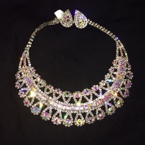 Rainbow stone necklace and earring set