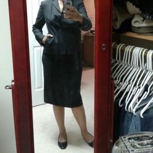 Banana Republic stretch wool skirt suit, charcoal