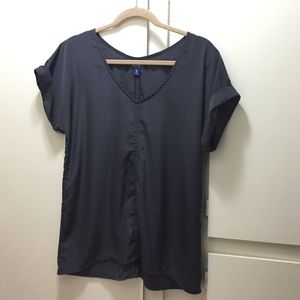 Grey silky oversized short sleeved shirt/blouse