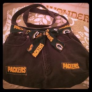 Green Bay Packers green denim handmade purse RARE