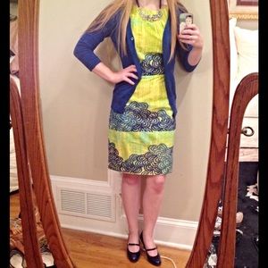 Tabitha Yellow and Blue Embroidered Dress