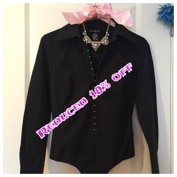 Bebe Dressy Hook n Eye Button Fitted Thong Top