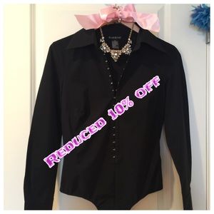 Bebe Dressy Hook n Eye Button Fitted Thong Top