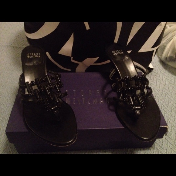 Stuart Weitzman Black Nappa Sandals