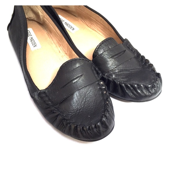 Steve Madden Black Leather Flats Sz 7.5