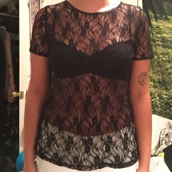 BLACK LACE TOP - Picture 3 of 4