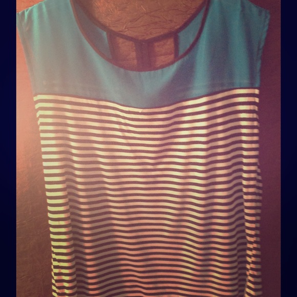 Large black and white striped blouse